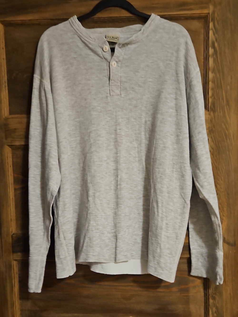LL Bean Light Gray Dual Layer Wool Long-Sleeve Shirt